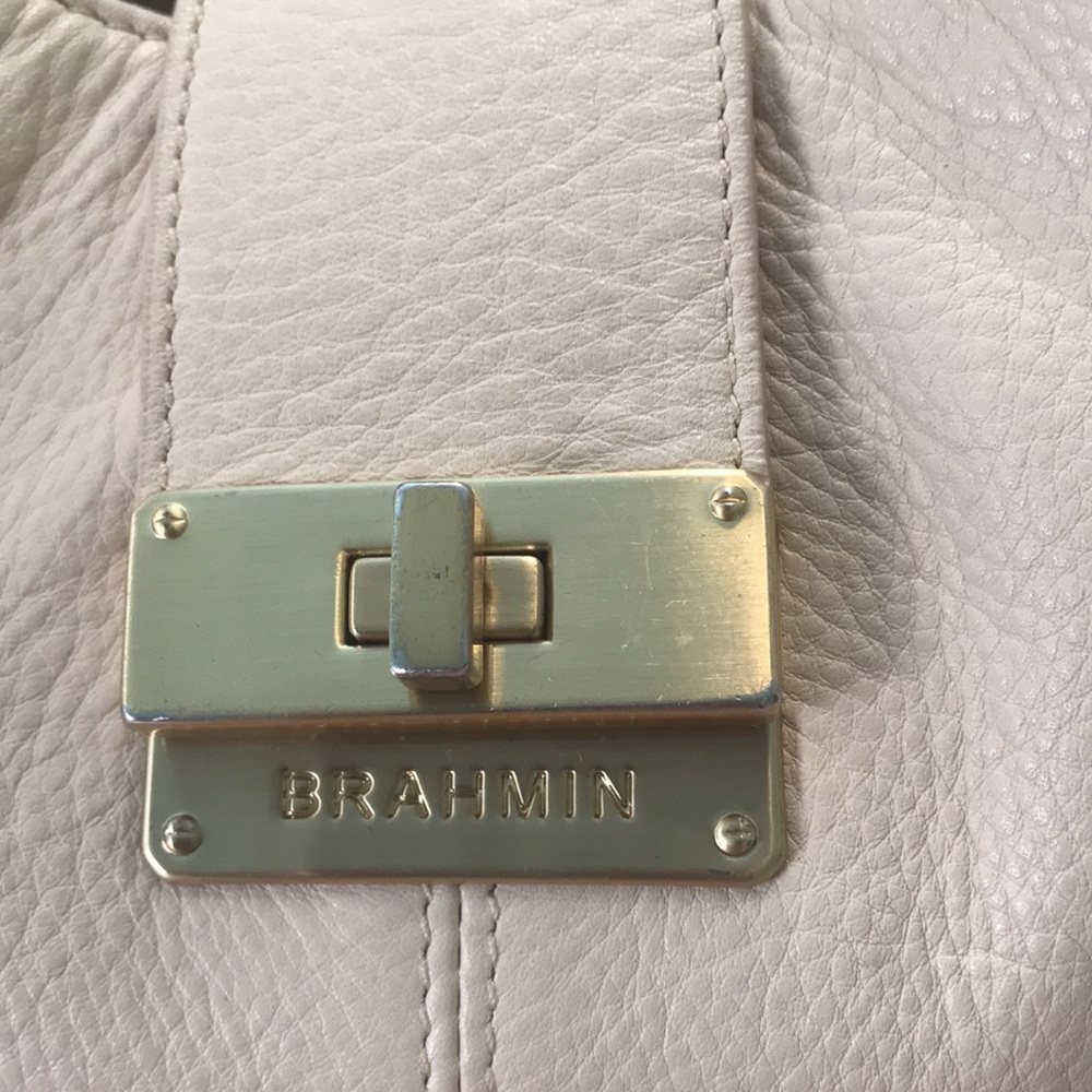 Brahmin Turn Lock Hobo Bag, Ivory Grained Leather - Picture 5 of 16